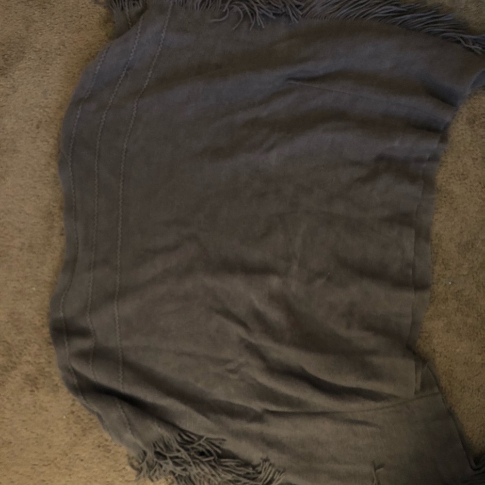 Gray Fringe Poncho